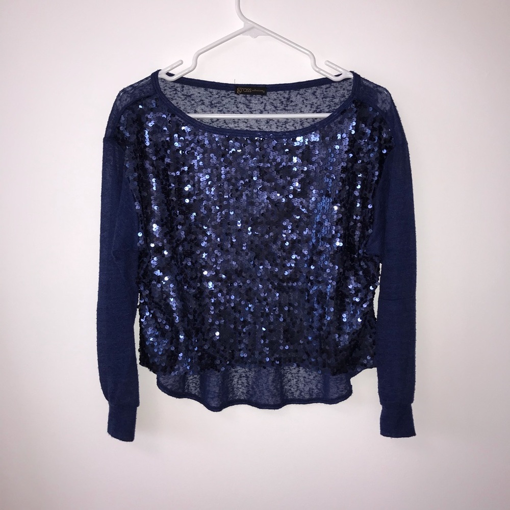 SEQUINNED BLUE SHIRT
